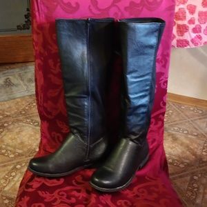 Size 10 women's faux leather and cloth boots by Cammie.
